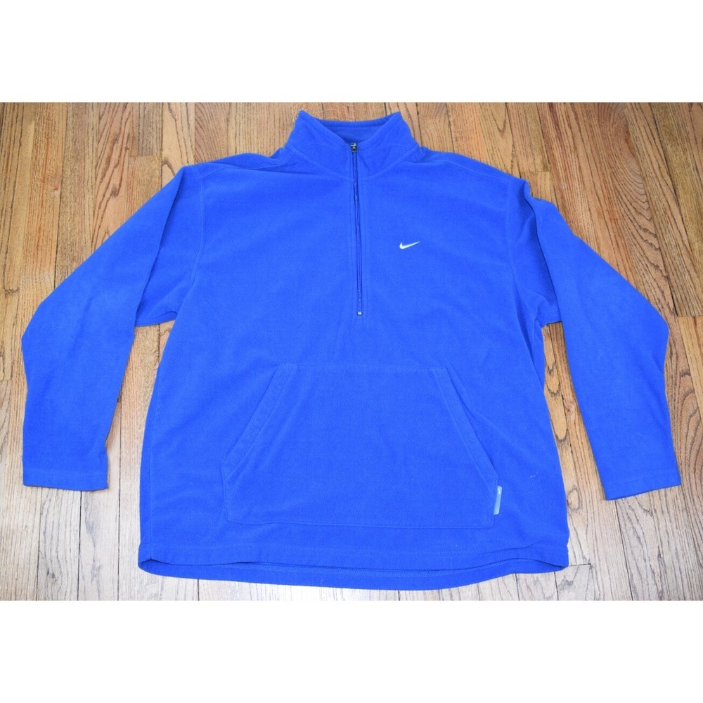 Vintage Y2K Men's‎ Nike Essentials Fleece Pullover 1/4 Zip Pockets Size Large